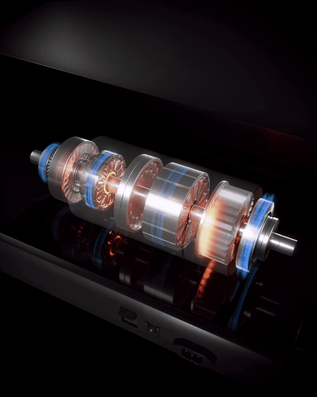 An animation illustrates how the Fitway 1500T treadmill's motor works