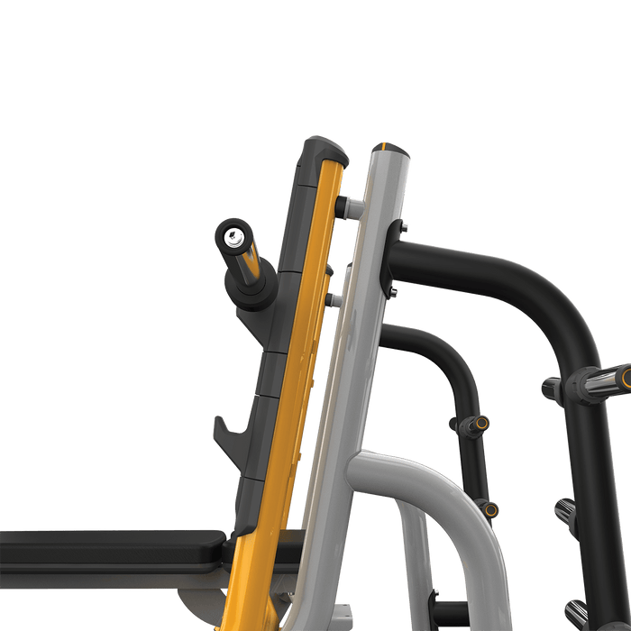 Matrix Magnum Breaker Olympic Flat Bench handle view | Fitness Experience