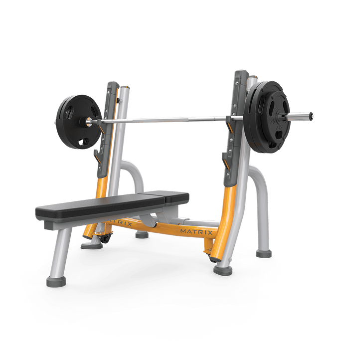 Matrix Magnum Breaker Olympic Flat Bench front view | Fitness Experience
