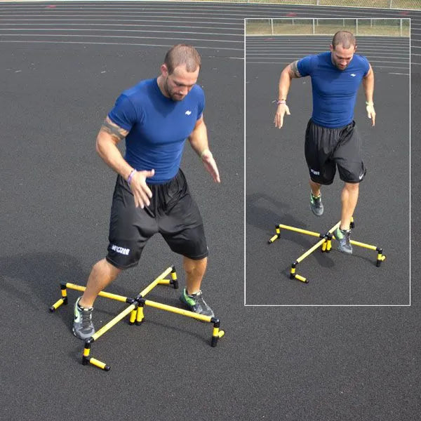 Prism Fitness Smart Hurdles 27"-42" (set of 3) view in use | Fitness Experience