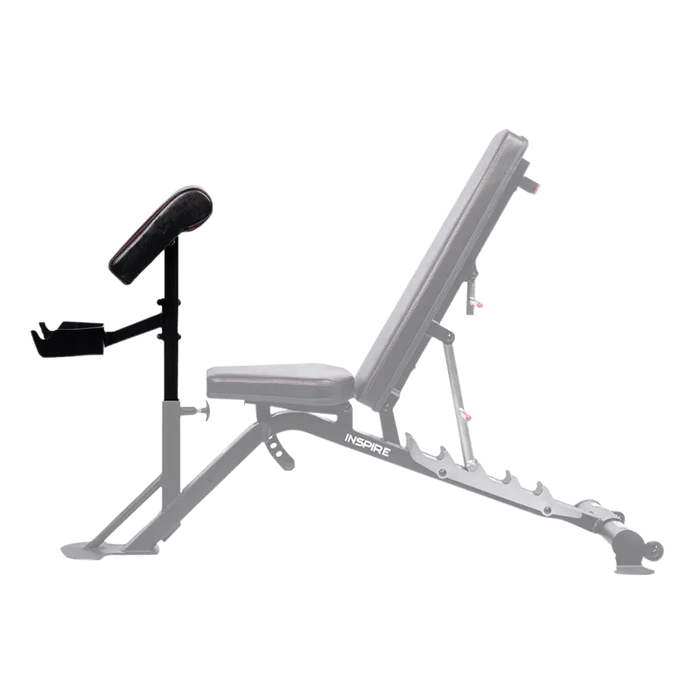 Inspire Fitness Preacher Curl Attachment on bench | Fitness Experience