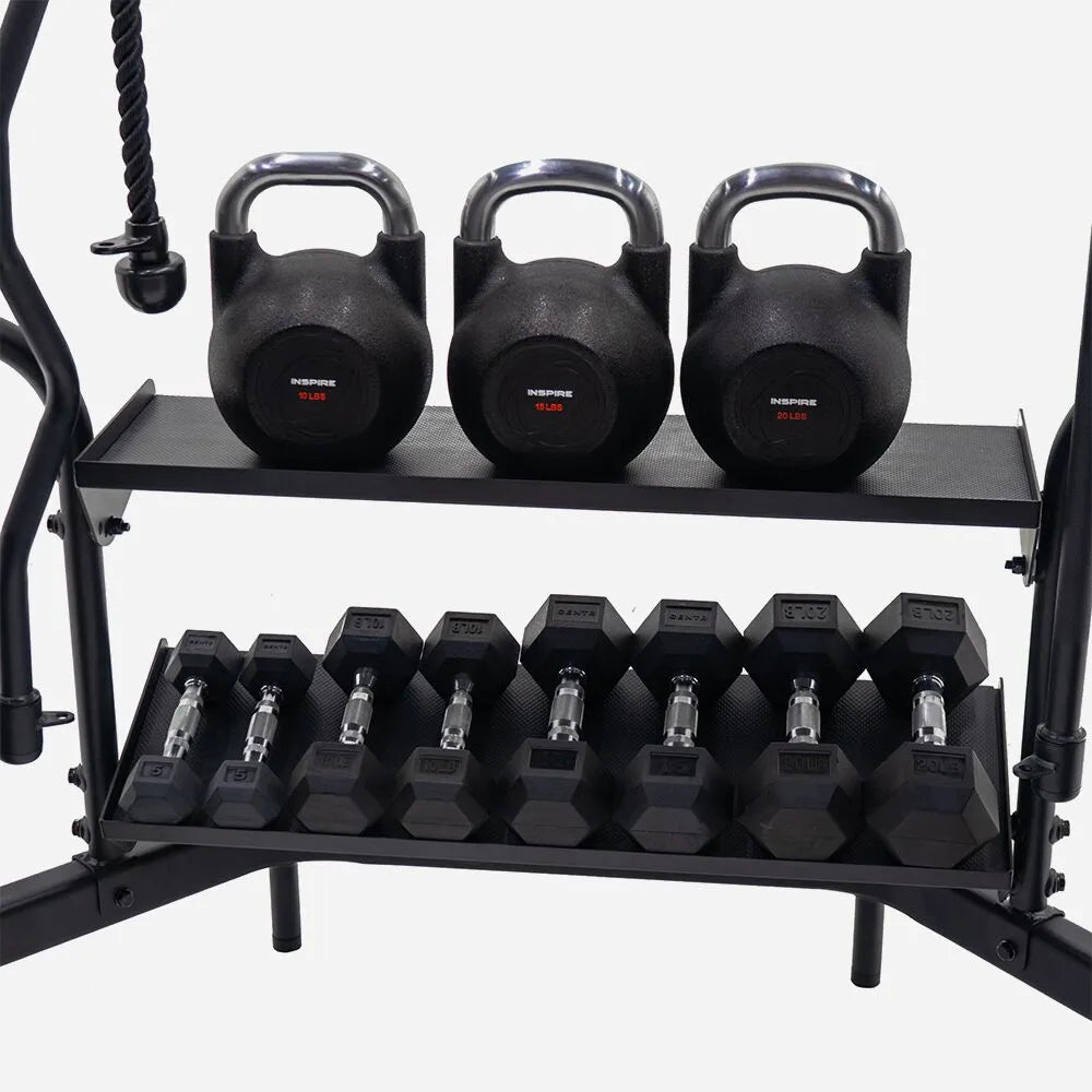 Inspire Fitness SF5 Smith Functional Trainer storage rack view | Fitness Experience