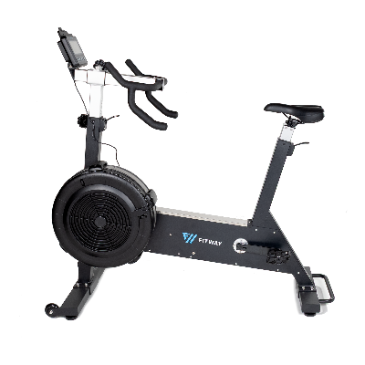 Stationary bike with fan on a white background