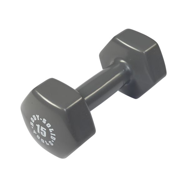 Bodysolid Gray 15lb Vinyl Dumbbell | Fitness Experience
