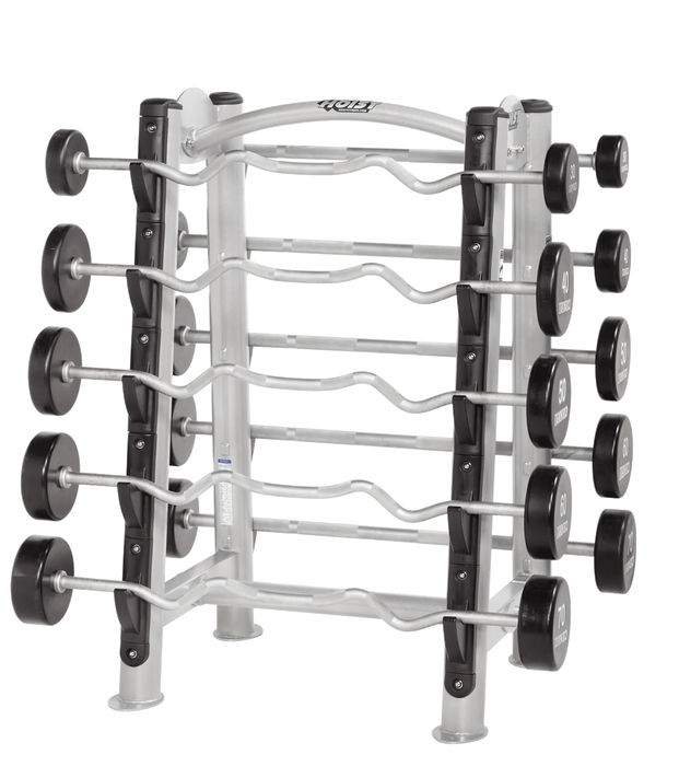 Hoist Barbell Rack shown with barbells | Fitness Experience