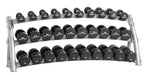 HOIST 3-TIER HORIZONTAL DUMBBELL RACK VIEW WITH DUMBBELLS | FITNESS EXPERIENCE