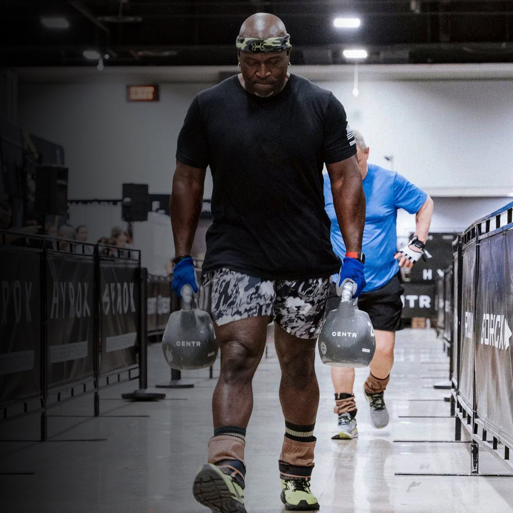 Man lifting Centr Kettlebell in a gym setting