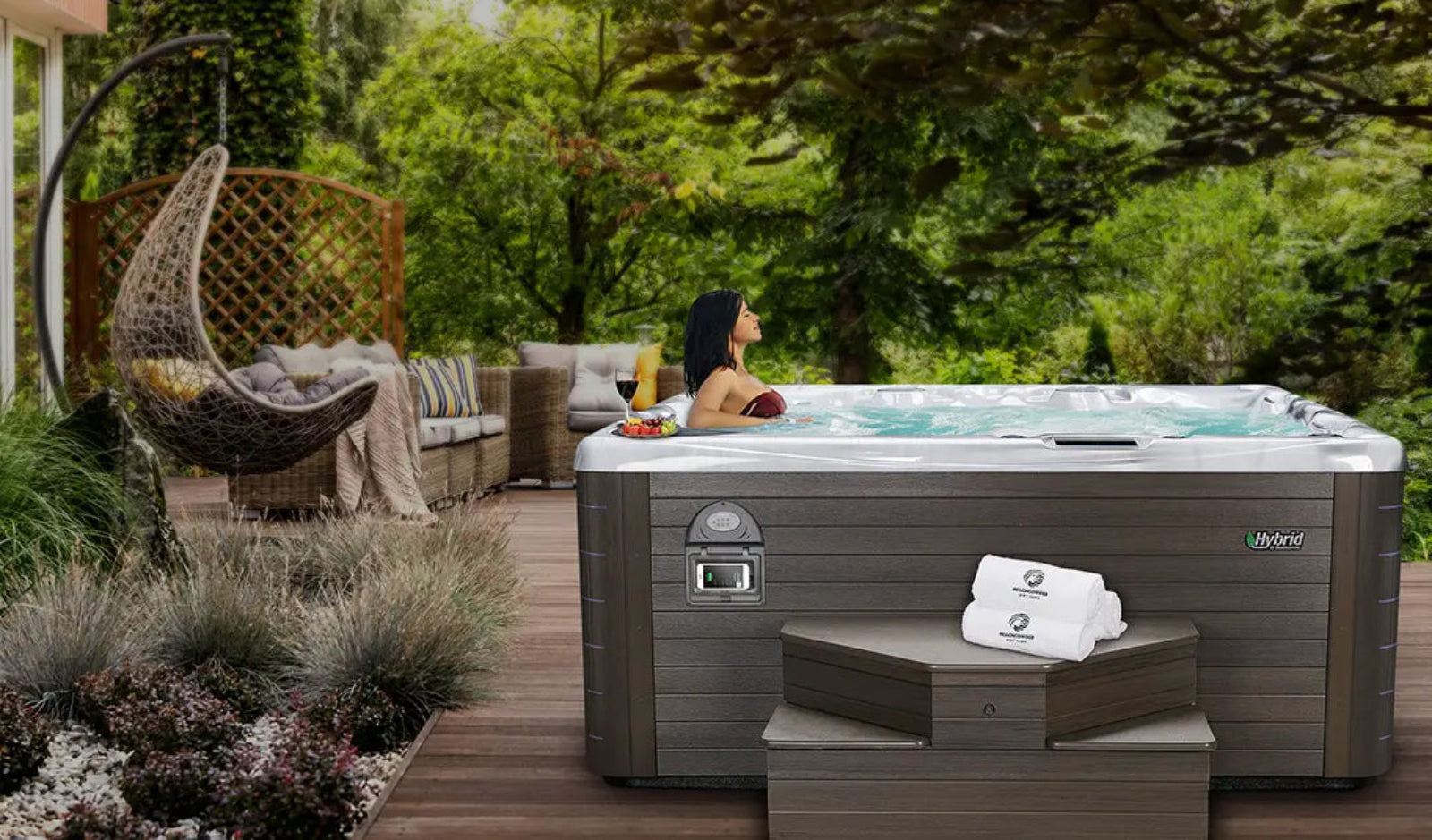 Beachcomber hot tub in Winnipeg backyard