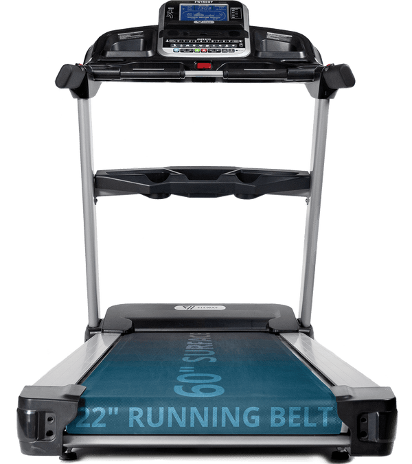 Treadmill with a 22-inch running belt on a transparent background