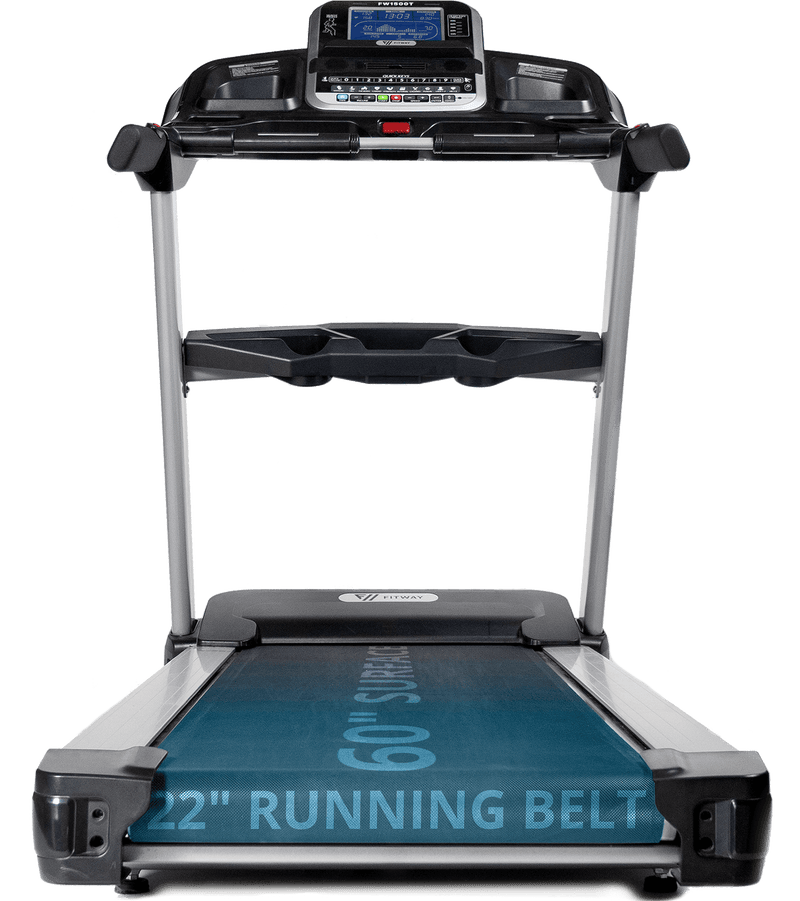 Treadmill with a 22-inch running belt on a transparent background
