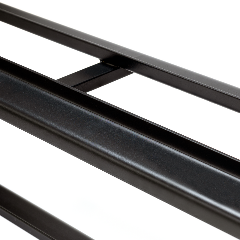 detailed shot of the Friday 60" dumbbell racks black matte finished and solid steel tiers for maximum dumbbell storage. 