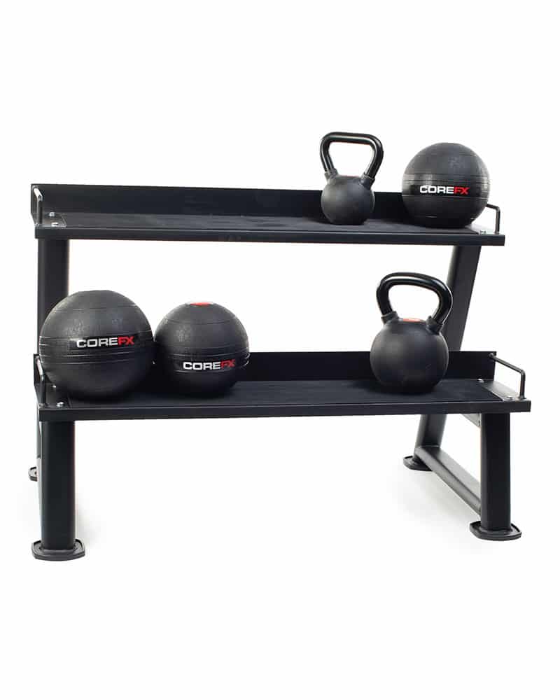 360 Conditioning Kettlebell Storage Rack view with weights | Fitness Experience