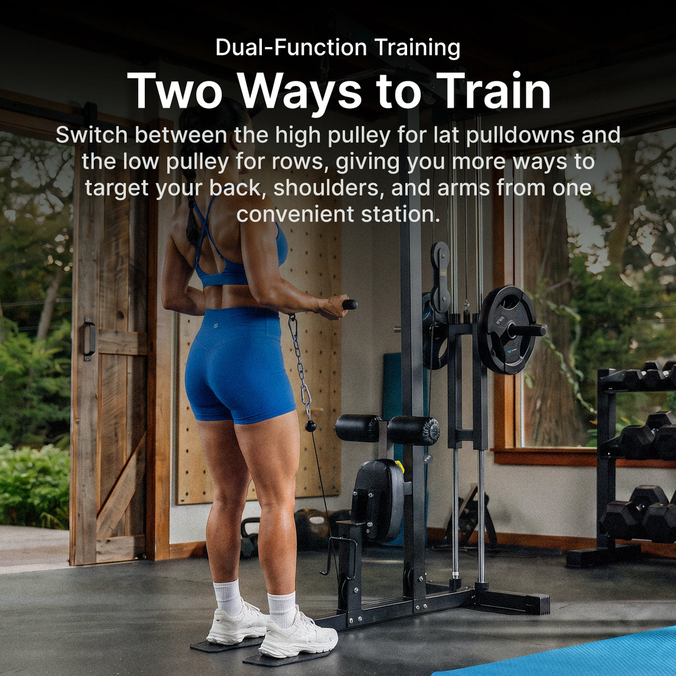 FitWay Lat Pulldown / Low Row used for low row and lat pulldown exercises to train the back, shoulders, and arms.