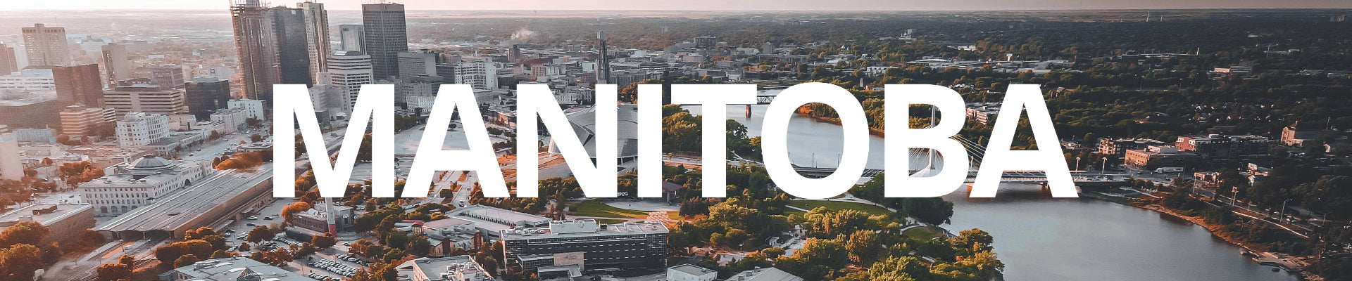 Cityscape with 'MANITOBA' text overlay