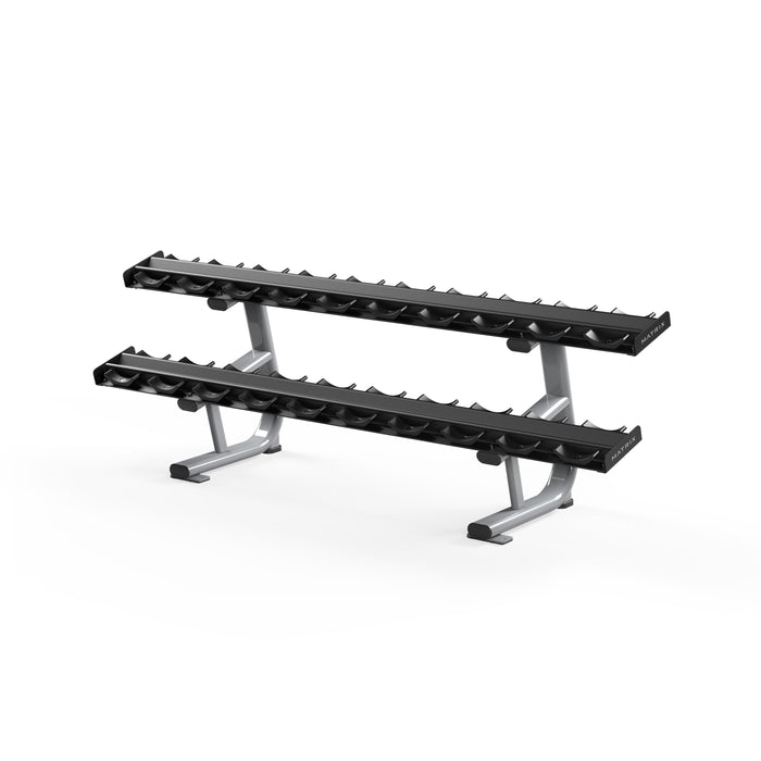 Matrix Fitness Magnum 10-Pair Pro-Style Dumbbell Rack full view | Fitness Experience