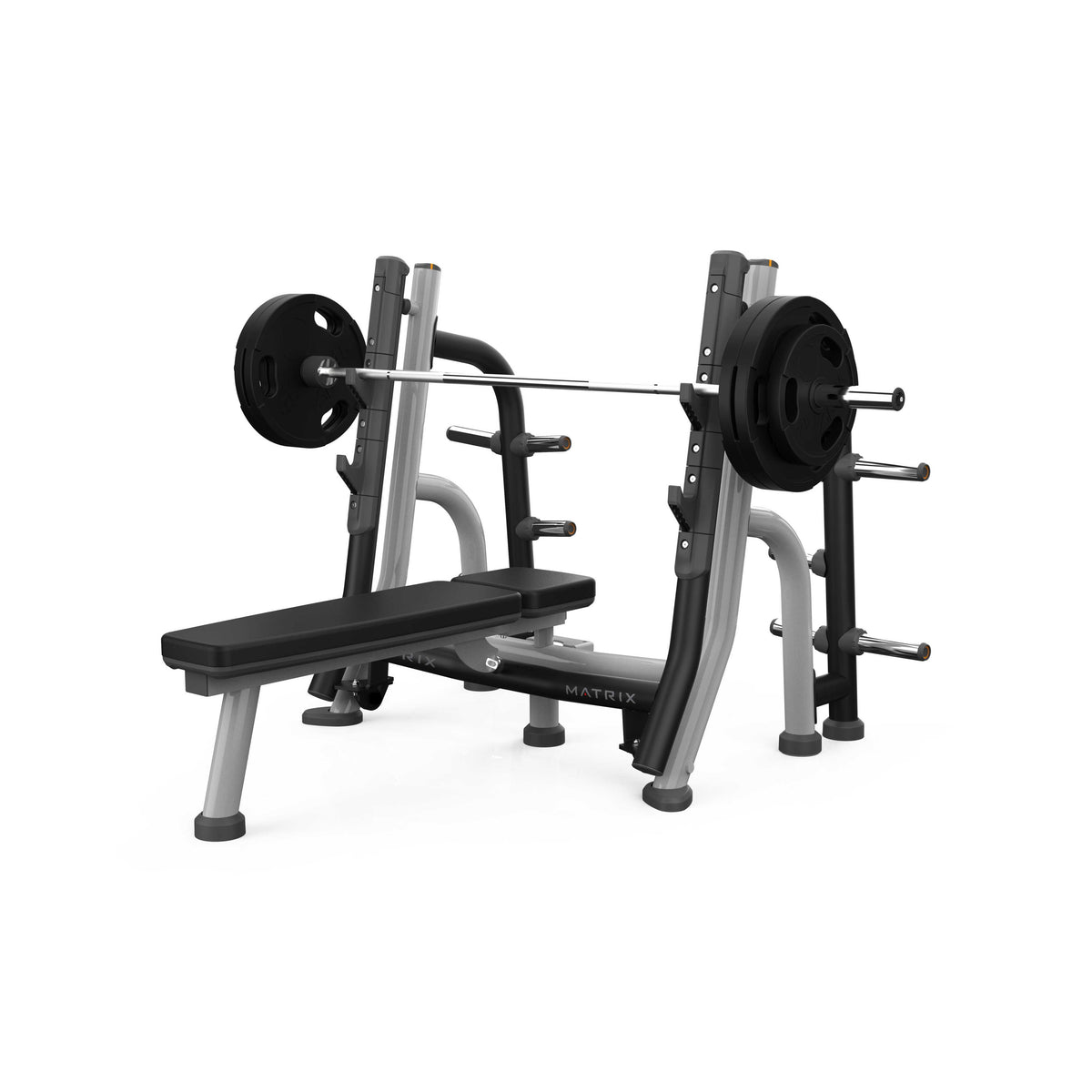 Matrix Magnum Breaker Olympic Flat Bench front view | Fitness Experience