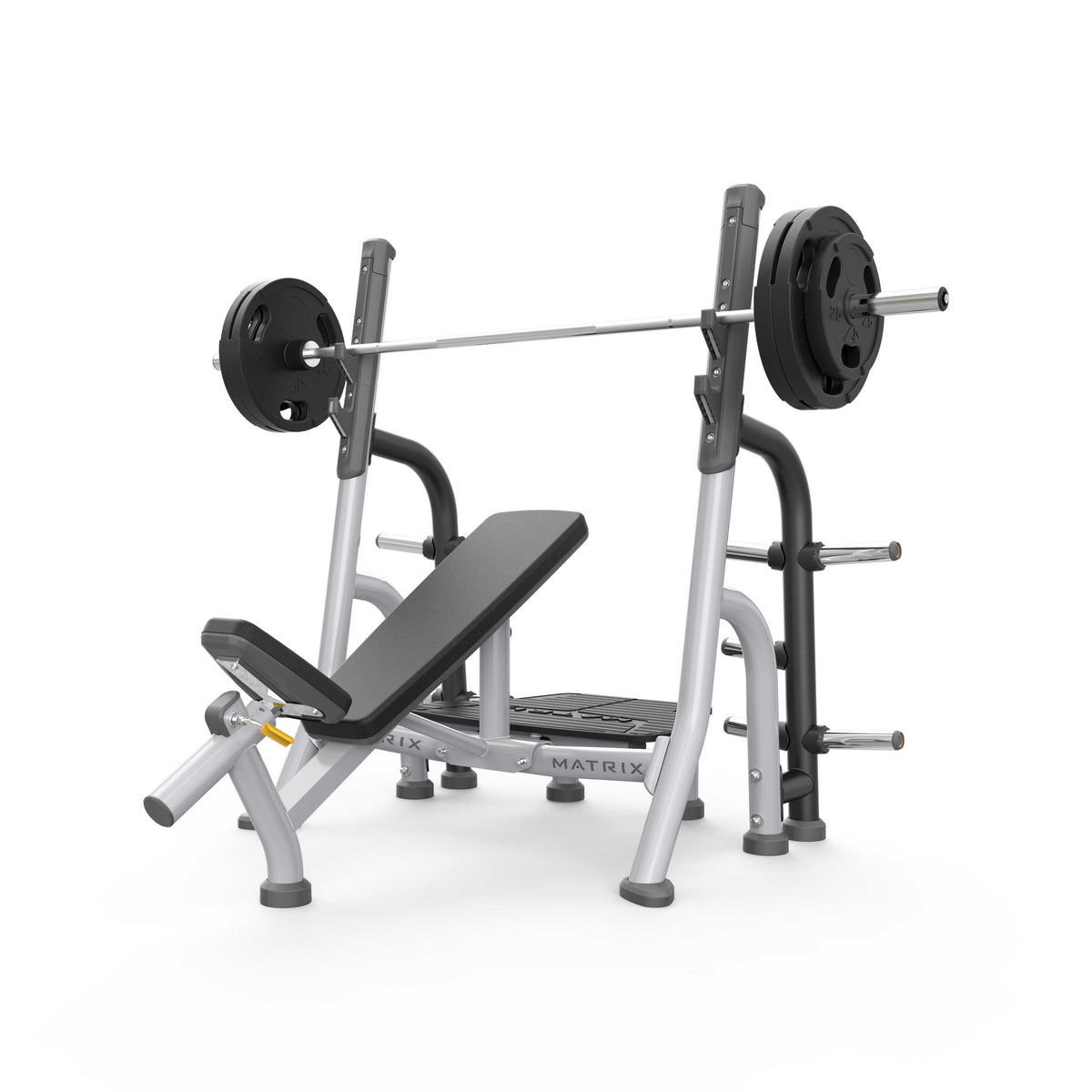 Matrix Fitness Magnum Olympic Incline Bench full view | Fitness Experience