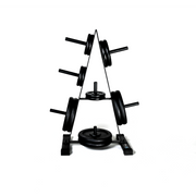 Fitway standard 1" plate tree shown with plates at Fitness Experience