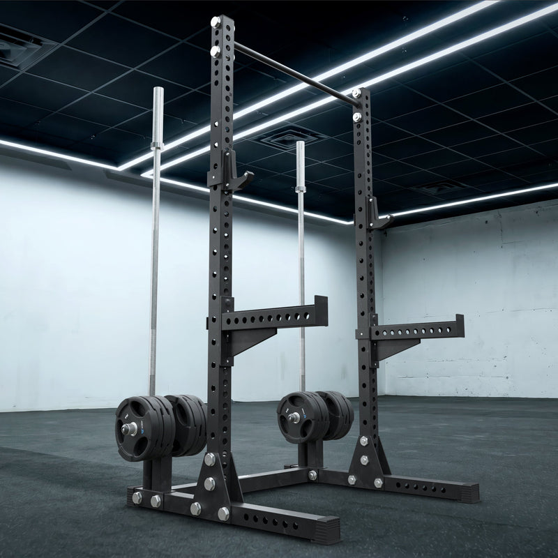Fitway 3" Tubing Half Rack with Spotter Arms - Full Black Frame