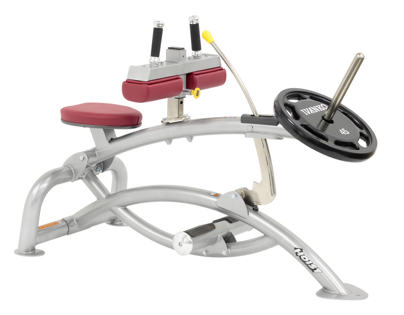 Hoist Seated Calf Raise with red upholstery | Fitness Experience