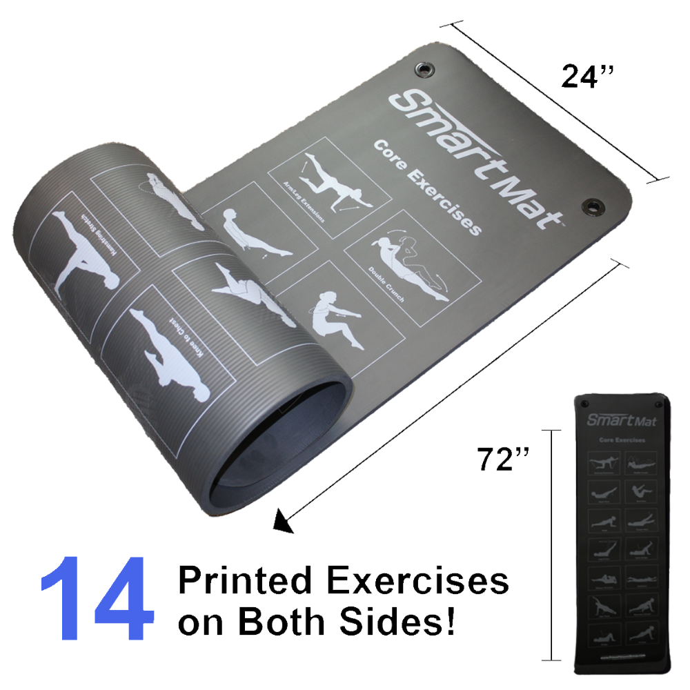 Prism Fitness Studio Line Self-Guided Exercise Mat - Black view of dimensions | Fitness Experience 