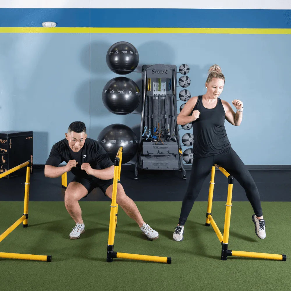 Prism Fitness Smart Mobility and Recovery Training Bundle view of hurdles | Fitness Experience