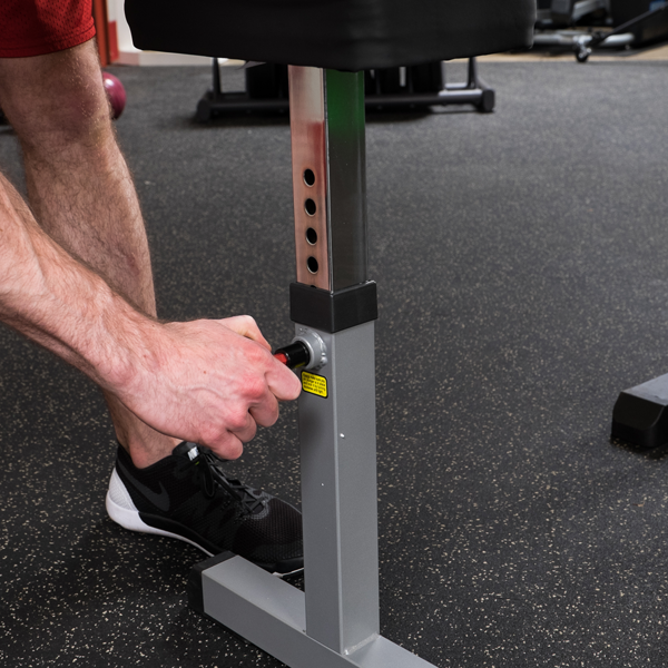 Bodysolid Pro Select Biceps and Triceps Machine (210lbs) seat adjustment view | Fitness Experience