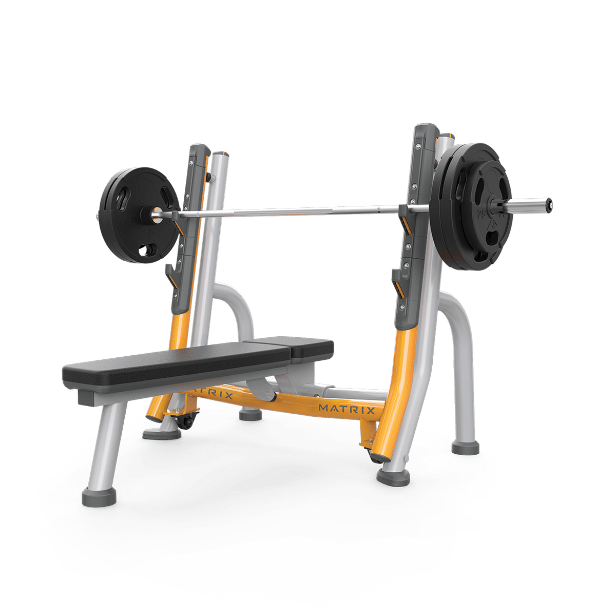 Matrix Magnum Breaker Olympic Flat Bench front view | Fitness Experience
