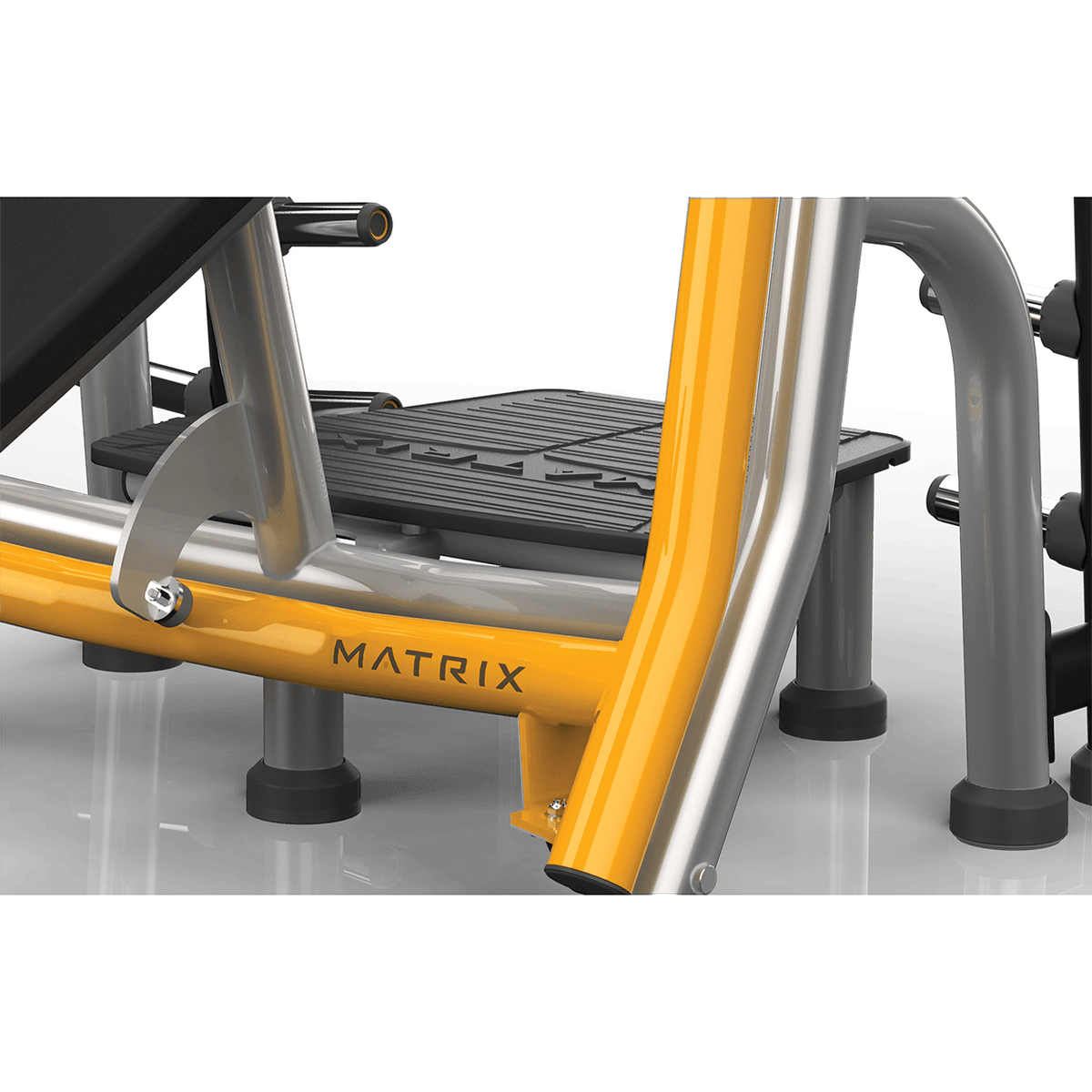 Matrix Fitness Magnum Breaker Olympic Incline Bench spotter stand view | Fitness Experience