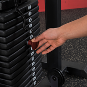 BODYSOLID PRO-SELECT INNER AND OUTER THIGH MACHINE (310lb) WEIGHT STACK VIEW |  FITNESS EXPERIENCE