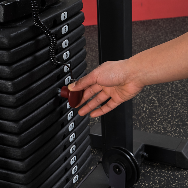 BODYSOLID PRO-SELECT INNER AND OUTER THIGH MACHINE (310lb) WEIGHT STACK VIEW |  FITNESS EXPERIENCE