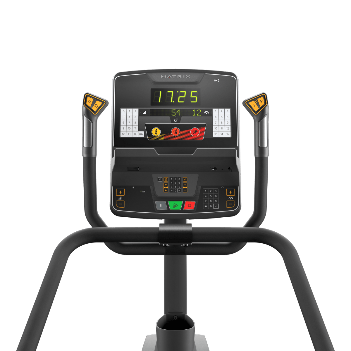 Matrix Fitness Endurance Stepper with Group Training LED Console view of console | Fitness Experience