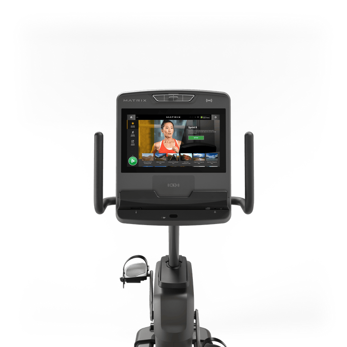 Matrix Fitness Lifestyle Recumbent Cycle with Touch Console view of console | Fitness Experience