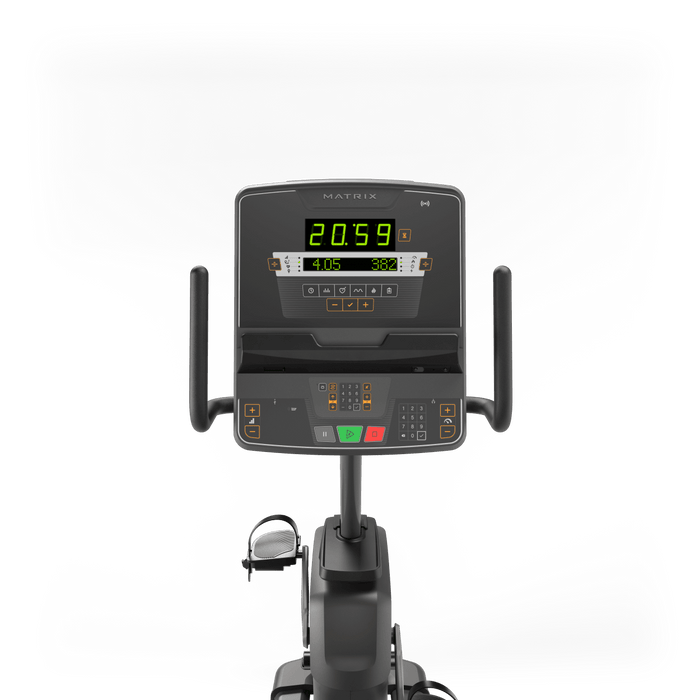 Matrix Fitness Lifestyle Recumbent Cycle with LED Console view of console | Fitness Experience