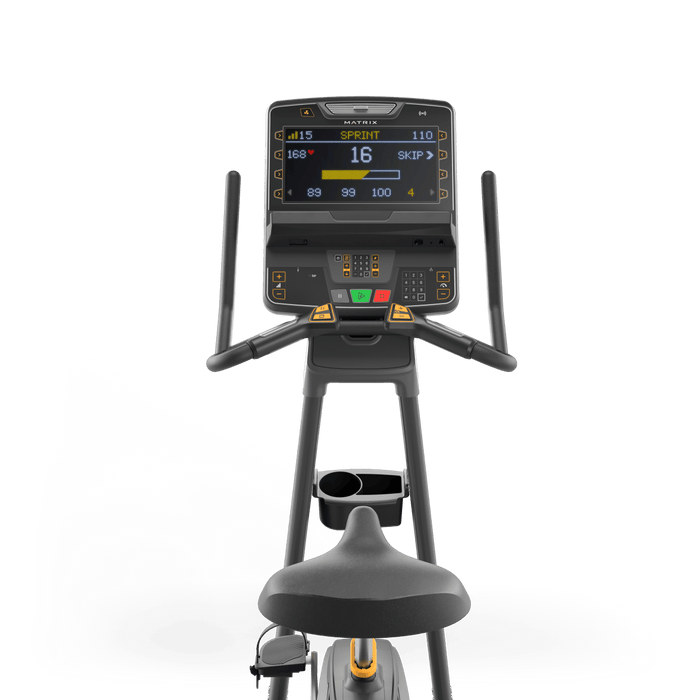 Matrix Fitness Lifestyle Upright Cycle with Premium LED Console view of console | Fitness Experience