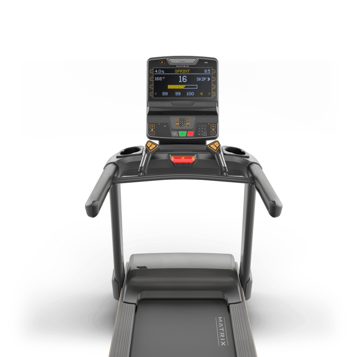 Matrix Fitness Lifestyle Treadmill with Premium LED Console view of console | Fitness Experience