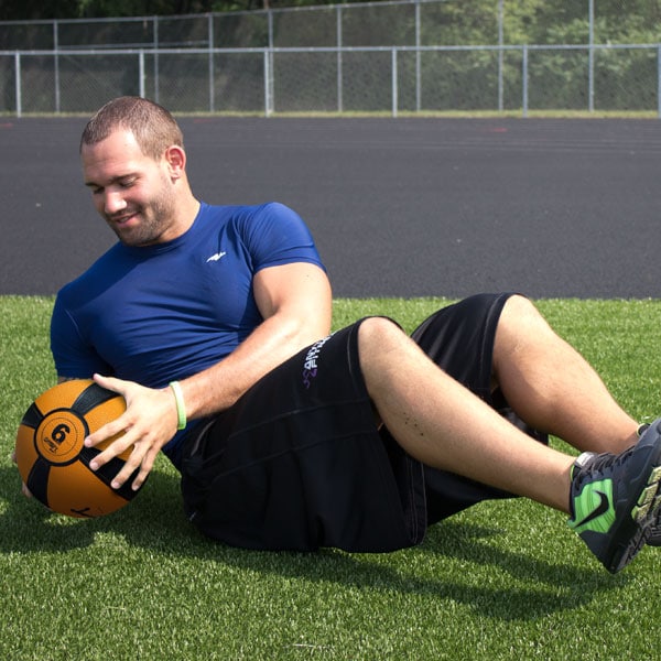 Prism Fitness Smart Medicine Ball - 10lb Blue in use | Fitness Experience