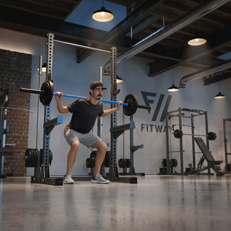 Fitway 3" Tubing Half Rack with Spotter Arms - Full Black Frame