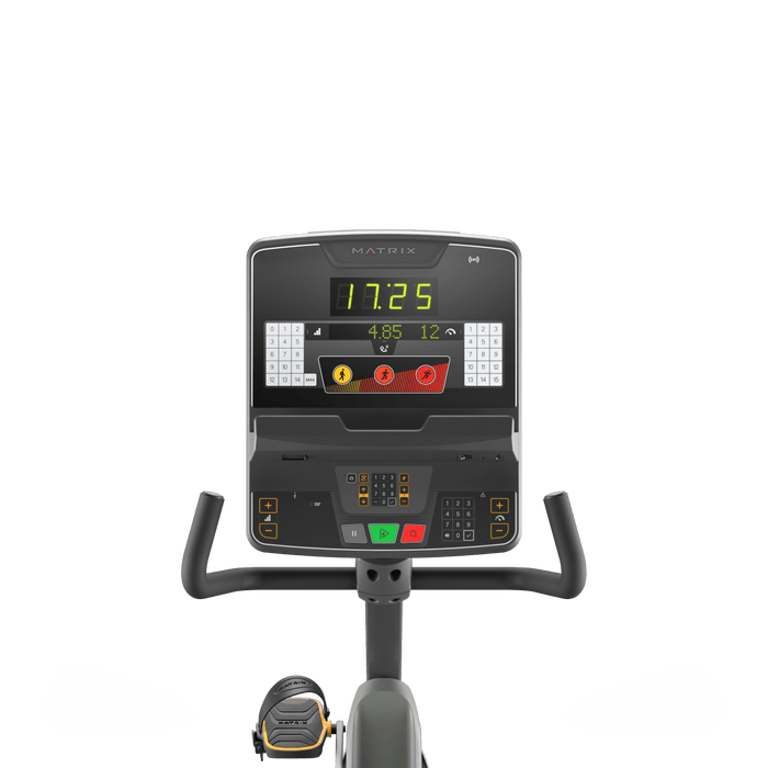 Matrix Fitness Performance Recumbent Cycle with Group Training LED Console view of console | Fitness Experience
