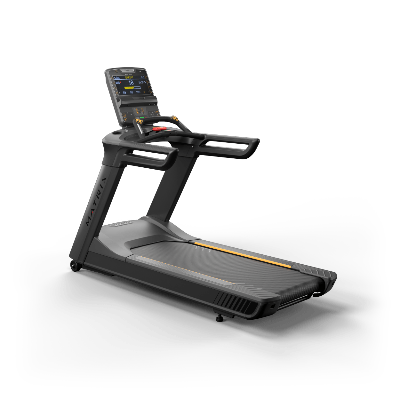 Treadmill with a digital display on a white background