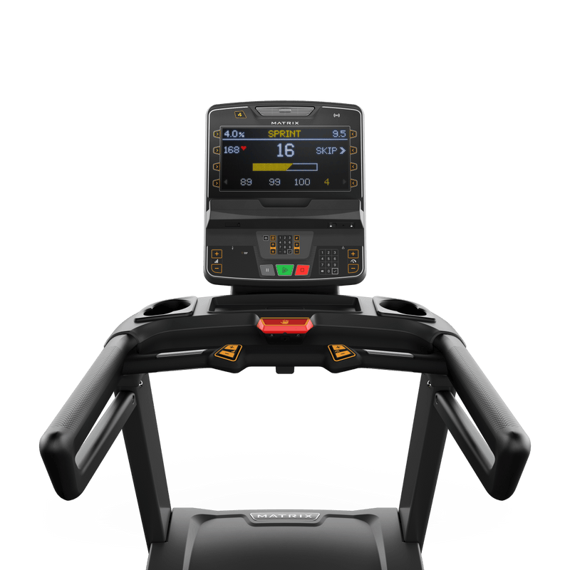 Matrix Fitness Endurance Treadmill with Premium LED Console view of console | Fitness Experience