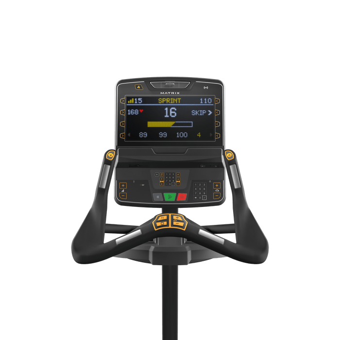 Matrix Fitness Performance Upright with Premium LED Console view of console | Fitness Experience