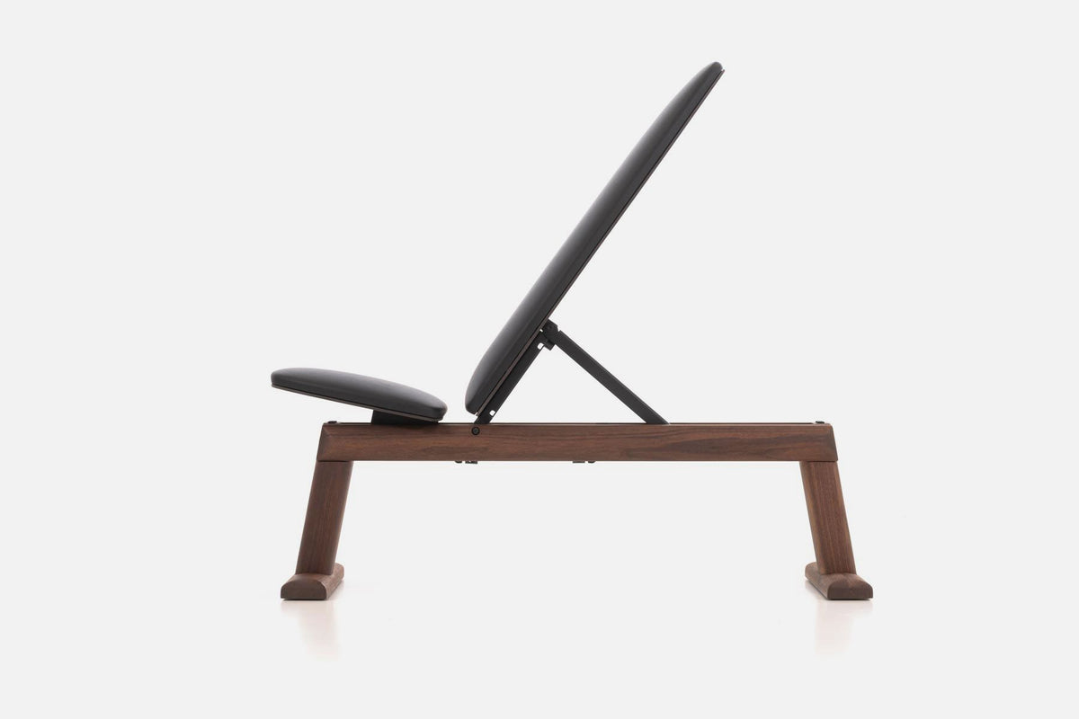 NOHrD Weight Bench - Walnut side view | Fitness Experience