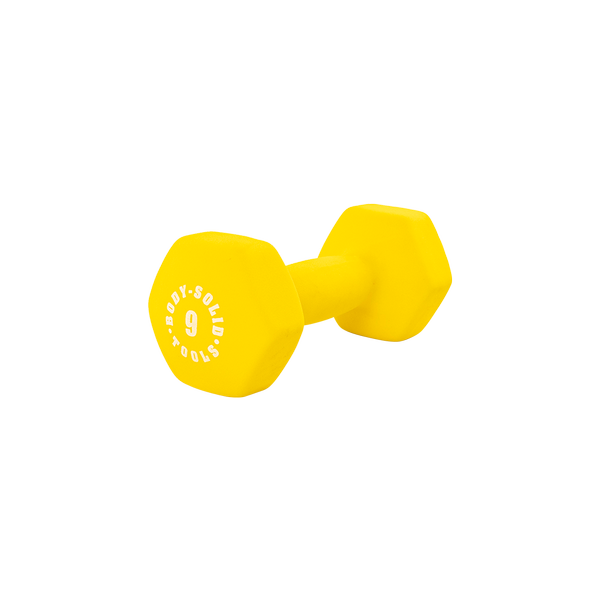Bodysolid Yellow 9lb Neoprene Dumbbell  | Fitness Experience