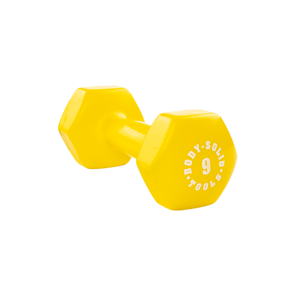 Bodysolid Yellow 9lb Vinyl Dumbbell | Fitness Experience