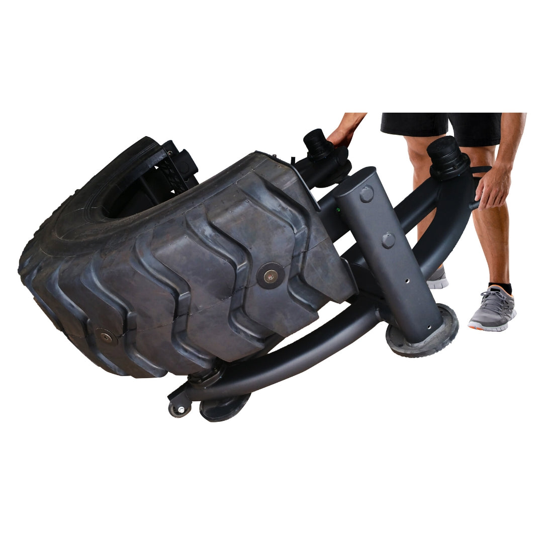 The Abs Company TireFlip180 and BattleRope ST view of tire flip | Fitness Experience
