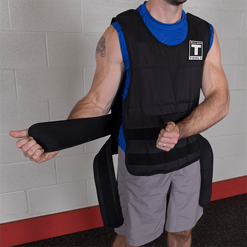adjustable belt on the Bodysolid 40 lb weighted vest available at Fitness Experience