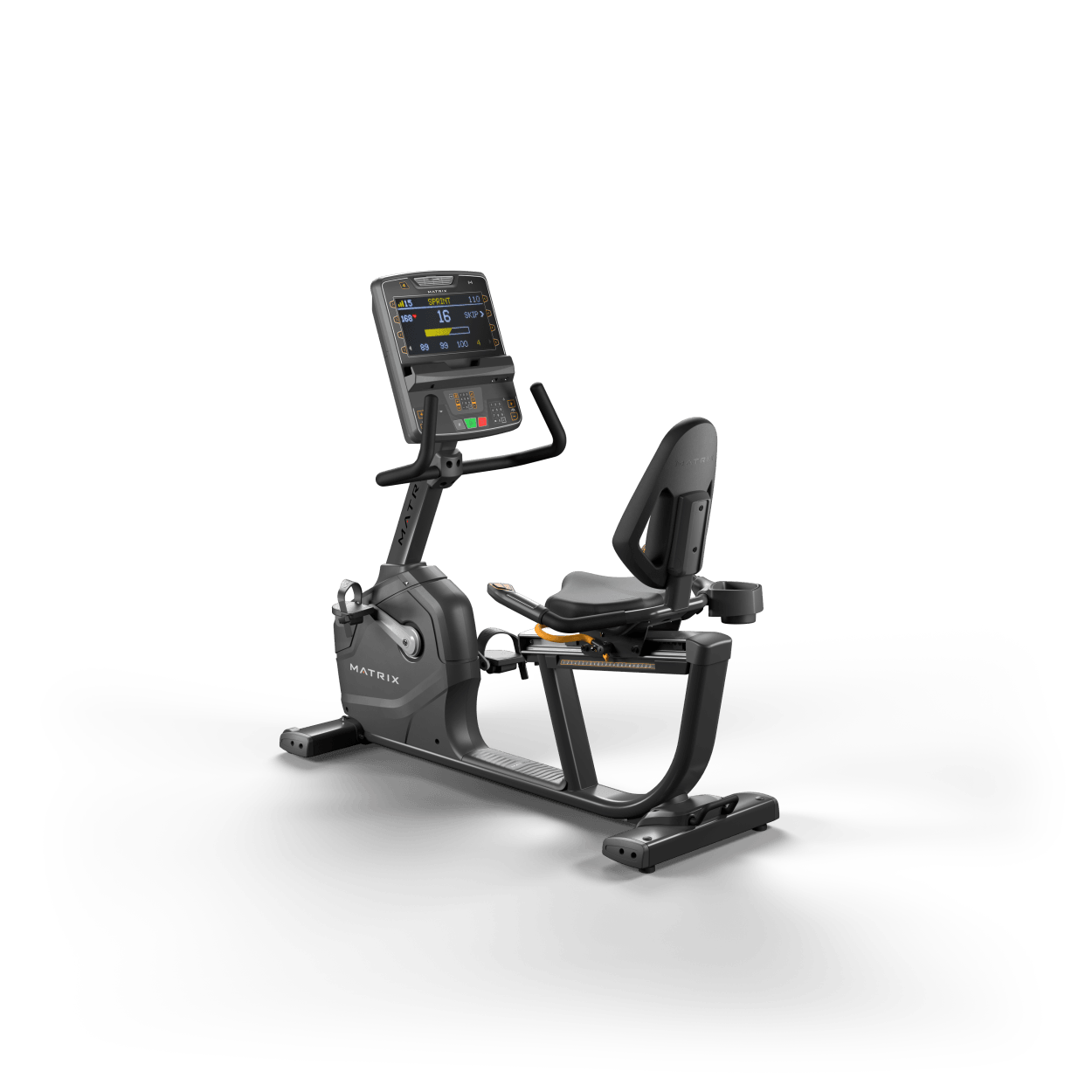 Matrix Fitness Edurance Recumbent Cycle with Premium LED Console full view | Fitness Experience