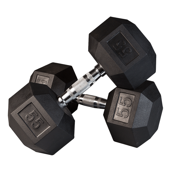 Rubber Hex Dumbbell Pairs / 3lbs - 80lbs